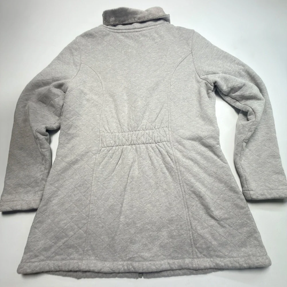 The North Face‎ Women's Quilted Fleece Coat XL Gray Faux Fur Lined Jacket
